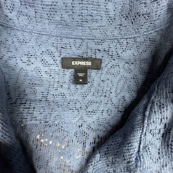 Express NWOT Lace Knit Floral Sheer Button Up Shirt (Pair of 2) Women's XL - Picture 4 of 8